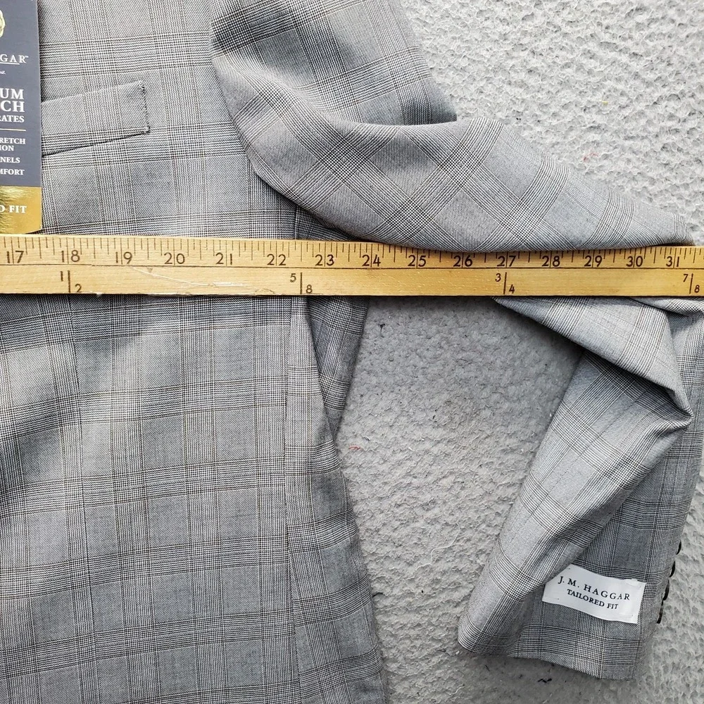 J.M. Haggar Blazer Jacket Men 48L Multi Plaid Lined Tailored-Fit Single Breasted